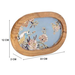 Wooden Rim Traditional Luxury <b>Decorative</b> Tray Oval Floral Serving Platter Handcrafted Tabletop <b>Decor</b> for Home <b>Party</b> <b>Tea</b> Table - Product Image 4