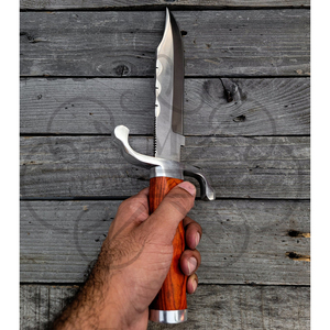 Couteau à lame fixe en acier Damas fait main avec manche en bois - Product Image 6