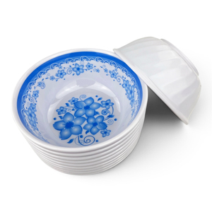 Bol mélangeur en mélamine bleu et blanc à motif paysager, rond, résistant au lave-vaisselle, durable, portable, vaisselle de cuisine - Product Image 4