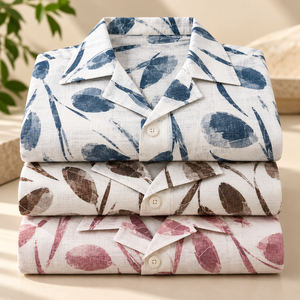 Breezy <b>Mens</b> 100% Viscose Camp Collar <b>Beach</b> <b>Shirts</b> Short Sleeve Printed Casual Summer Resort Holiday Wear Wholesale Supply OEM - Product Image 1