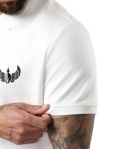 Polo blanc pour homme, décontracté, manches courtes, mélange de coton, col classique, tee-shirt d'été, décontracté pour le travail, polo de golf, léger, à porter au quotidien - Product Image 3