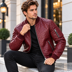 Veste en cuir de motard de qualité supérieure pour homme, veste bomber en cuir pour homme - Product Image 5