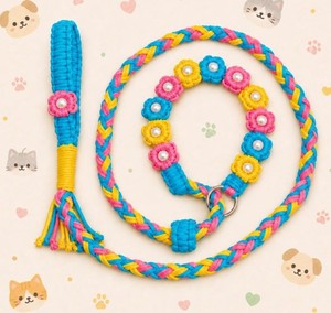 Premium Modern Heavy Duty Eco-Friendly 100% Cotton <b>Dog</b> <b>Leash</b> with Animal Pattern and Bowknot Decoration - Product Image 1