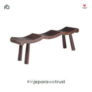Segara Premium Solid Wood Outdoor Bench Elegant Wave Top Park <b>Stool</b> Weatherproof Long Chair for <b>Garden</b> Patio Resort Jepara - Product Image 3