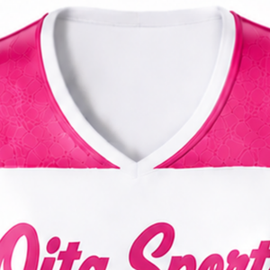 Maillot de cheerleading sans manches sublimé blanc et rose vif, tenue de sport athlétique pour l'entraînement et la compétition - Product Image 5