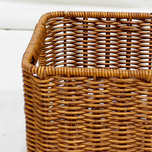 Natural Rattan Storage Basket Organization <b>Bin</b> Handmade Decorative with Handles - Product Image 5