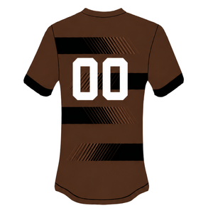 Ensemble short et maillot de rugby marron et noir à manches courtes, col rond, rayé, uniforme d'équipe personnalisé, respirant, pour l'entraînement et la performance athlétique - Product Image 5
