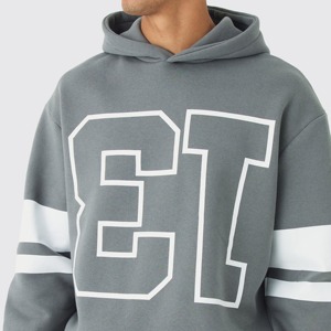 Sweat à capuche surdimensionné en coton pour homme, de haute qualité, à épaules tombantes, lourd et uni - Product Image 6