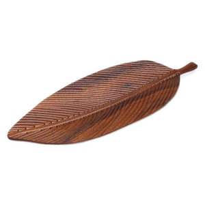 Dry-brew <b>Tea</b> <b>Tray</b> Walnut Wood Leaf-shaped Solid Wood Teacup Saucer Irregular Wooden Plate Floral Pattern New Chinese Style - Product Image 1