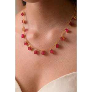 Customized Kundan Necklace Set In Rhodium Plated <b>Brass</b> With Artificial Red Stones Handcrafted <b>Jewellery</b> Design - Product Image 3