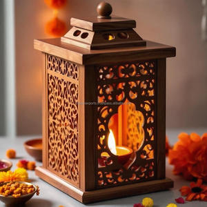 Decorative Wooden <b>Lantern</b> Square Shape with Detailed Carvings Ideal for Tealight <b>Candle</b> <b>Holders</b> Home Decor and Event Lighting - Product Image 5