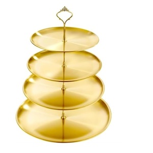 Soporte para Pastel de Metal con Acabado Dorado, Accesorio para Postres, para Bodas, Fiestas, Hoteles, Diseño Artesanal, Soporte para Exhibición de Dulces - Product Image 1