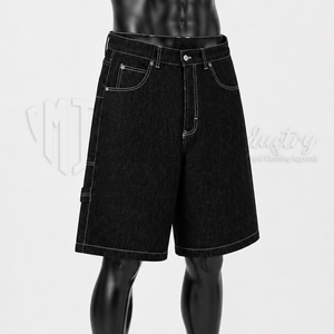 Pantalones Cortos de Mezclilla Holgados Personalizados para Hombre, 100% Algodón Orgánico, Lavado Vintage Ecológico, Estilo Cargo, Largura hasta la Rodilla - Product Image 3