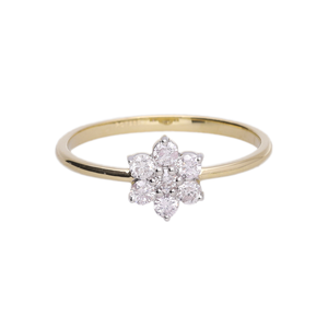 Elegant Women's 14K Gold Rhodium Plated Natural Diamond Classic Floral <b>Ring</b> Clustered Brilliant Cut Diamonds for Anniversary - Product Image 1