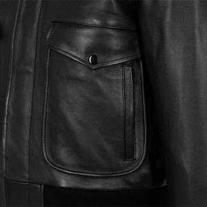 Blouson aviateur pour homme en cuir de haute qualité 2023, service OEM, col montant, imperméable, respirant, col en fourrure amovible - Product Image 3