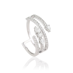 Anillo de Diamantes Naturales al 100% en Oro Blanco K14 de Diseño Moderno y Lujoso, Anillo de Compromiso Único para Novia, Fabricante de Joyería - Product Image 3