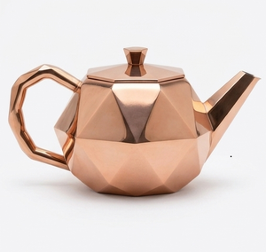 Handcrafted Silver Finished Modern Geometric <b>Stainless</b> <b>Steel</b> <b>Teapot</b> Metal Tea Pot Metal Luxury Hotel Restaurant Catering Serving - Product Image 3