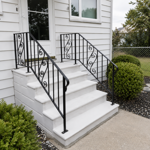 Barandilla Decorativa de Hierro Negro con Diseño de Espiral para Escaleras Exteriores, Pasamanos para Entrada de Casa, Panel de Valla - Product Image 2