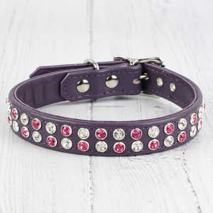 Saman Exports Premium Quality Leather <b>Dog</b> <b>Collar</b> With <b>Small</b> Crystals Studs Design Wholesaler & Manufacturer Supplier - Product Image 4