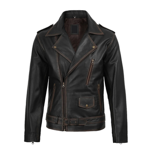 Vintage Black High Street Thick Windproof Stylish Leather Jacket Stand Collar Front Hot Selling City Sialkot Pakistan - Product Image 1