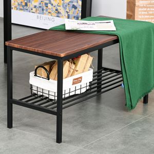 Industrial-Style 4-Piece Black Wooden Kitchen Dinette <b>Set</b> Dining Room <b>Table</b> with Storage Rack and <b>Bench</b> for Home Use - Product Image 2