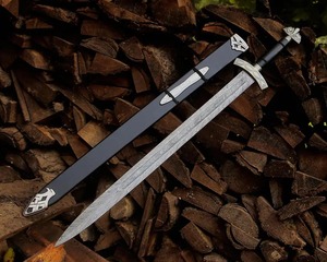Épée courte artisanale en acier Damas, style Viking médiéval, avec fourreau, mini épée, épée Viking - Product Image 1