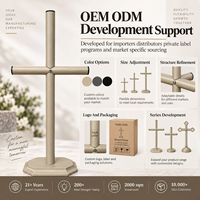 Salib Makam Logam Beige Modern, Dekorasi Pemakaman Berbentuk Tabung Bundar, Berdiri Sendiri, Dengan Alas Logam, Grosir OEM ODM