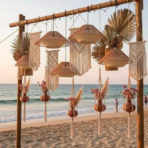 Pantalla de Lámpara Redonda de Ratán, Hecha a Mano, Tejida Naturalmente, para Sala de Estar, Dormitorio, Cocina, Decoración Boho para el Hogar - Product Image 4