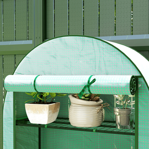 Piccola serra da interno, tipo walk-in, con telaio in acciaio/plastica/legno e vetro temperato per la crescita delle piante da interno e da giardino. - Product Image 3