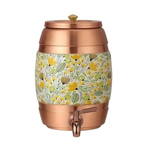 Distributeur d'eau portable en cuivre pur, isolé sous vide, fait main, avec couvercle et motifs design - Product Image 5