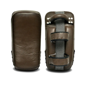 Leather Kick Boxing Pad Hook & Loop Closure Adjustable Wrist <b>Strap</b> Adult Martial Arts Training Gear Brown - Product Image 1