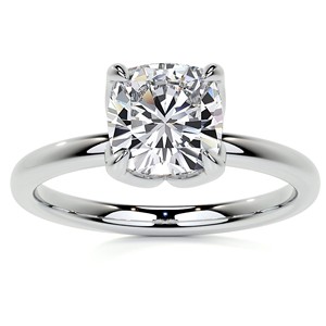 1.25CT <b>Cushion</b> Cut Colorless Moissanite Engagement Ring 14K Solid White Gold Solitaire Ring Celebrity Style Wedding Ring <b>For</b> Her - Product Image 1