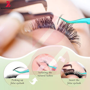 Vente en gros de pinces à cils arc-en-ciel personnalisées avec logo, 6 pièces, kit de cils de précision en acier inoxydable professionnel, outils de maquillage multicolores - Product Image 4