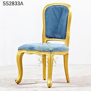 Silla de Restaurante de Madera Estilo Europeo con Cojín de Tela Azul, Diseño Industrial, Modelo SS2833, para Hotel, Casa de Campo, Hospital, Comedor - Product Image 1