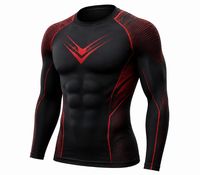 Kaos Rash Guard Pria Lengan Panjang O-Neck Custom Print Logo Depan Anti-UV Ramah Lingkungan Spandex Cepat Kering Bernapas Sporty