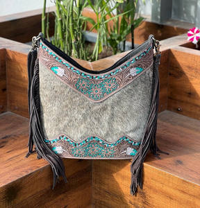 Nuevo Real hecho a mano elegante pelo en cuero de vaca mecanizado Boho Fringe Sling Bags Western Fashion Women Tassel Crossbody Bags - Product Image 2