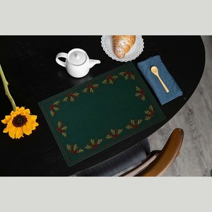 Traditional Embroidery Green <b>Place</b> <b>Mat</b> With Plant Pattern Decorative Design <b>Place</b> <b>Mat</b> for Christmas Use - Product Image 1