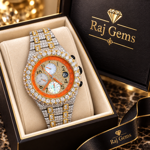 Reloj Cronógrafo Iced de Raj Gems para Hombre, Acero Inoxidable, Cristal de Zafiro, Analógico, 41 mm, Reloj de Lujo de Moda, Cuarzo, Botón de Fecha Oculta - Product Image 1