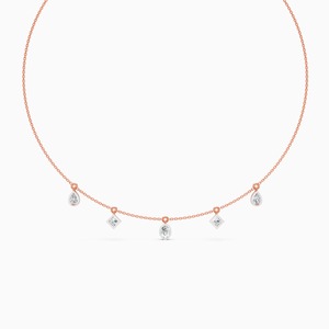 Colgante con tres diamantes cultivados en laboratorio de 0.89 quilates, corte radiante, pera, ovalado y princesa, en oro amarillo, blanco y rosa de 9 quilates. - Product Image 1