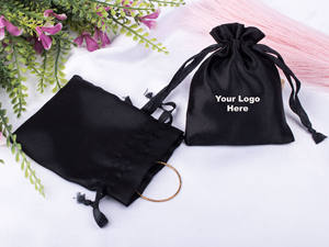 Wholesale Black Satin Lightweight Customized Size Jewelry Container Luxury Soft <b>Drawstring</b> <b>Pouches</b> for Jewelry Packaging Jewelry - Product Image 2