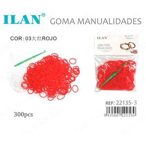 Elastici in gomma ILAN per lavori artigianali, 300 pezzi, colore rosso, forniture per artigianato - Product Image 3
