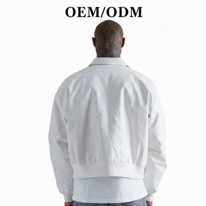 Chaqueta Bomber Varsity de Cuero Genuino con Letras Grabadas y Forro de Lana para Hombre, Abrigo de Invierno con Cremallera Frontal y Logotipo Impermeable, Venta al por Mayor Personalizada - Product Image 2