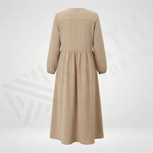 Robe Abaya Longue d'Été pour Femme, Modeste, Décontractée, Style Islamique, Col Nœud, Boutons en Dentelle, Perles, Plissée, Couleur Personnalisable - Product Image 2