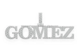 เครื่องประดับ925เงินสเตอร์ลิงสุดหรูบล็อกเพชรที่ใช้ปลูกในห้องทดลองแสดงตัวอักษรตามต้องการแผ่นป้ายน้ำแข็งที่กำหนดเองจี้ชุบทองทันสมัย - Product Image 5