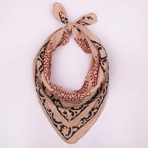 Hand Block Printed Cotton Square Bandana <b>Head</b> <b>Wrap</b> Artisan Scarf Organic Handkerchief Multifunctional Environmentally Friendly - Product Image 3