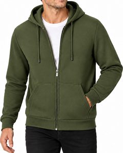 Sudadera con capucha y cremallera completa para hombre, corte regular, informal, de poliéster, tejido de lana, ecológica, 220 g, color liso, otoño - Product Image 1