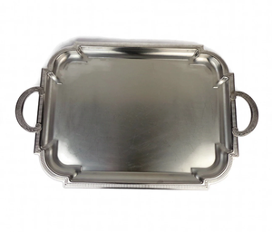Bandejas Decorativas para Servir Alimentos, Estilo Americano, Diseño de Borde Personalizado, Bandeja Rectangular Hecha a Mano, Bandeja Grande Plateada con Asa - Product Image 3