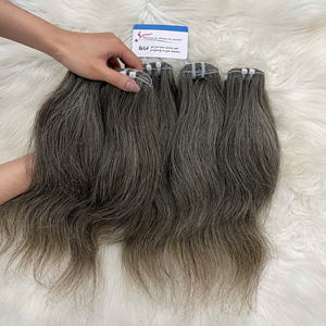 Cabello Virgen Liso Gris Sal y Pimienta de Primera Calidad de 8-12 Pulgadas, Cabello Natural Gris Suave y Liso de Vietnam - Product Image 4