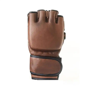 Vintage Brown Genuine Leather MMA <b>Gloves</b> – Half-Finger Grappling & Martial Arts Training <b>Gloves</b> - Product Image 1