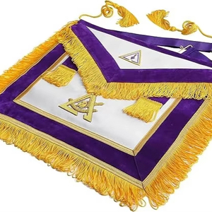 Tablier de Maître Royal et de Maîtres de prestige, conforme aux réglementations anglaises - Violet avec franges dorées - Product Image 1